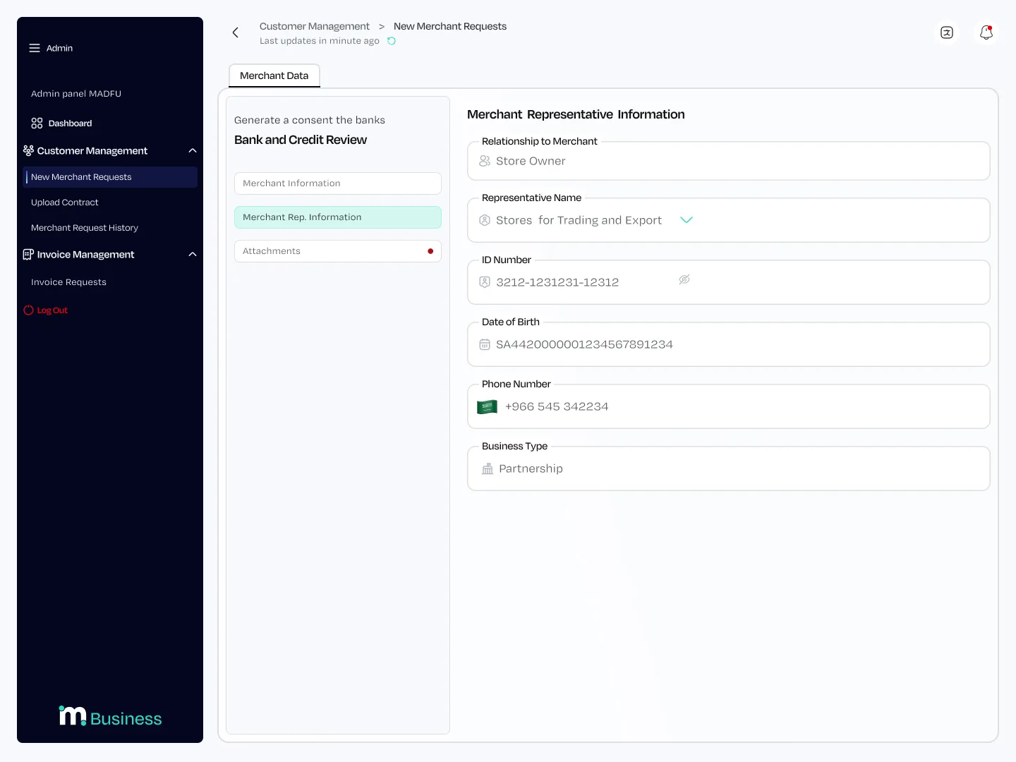 BD — Representative Information tab