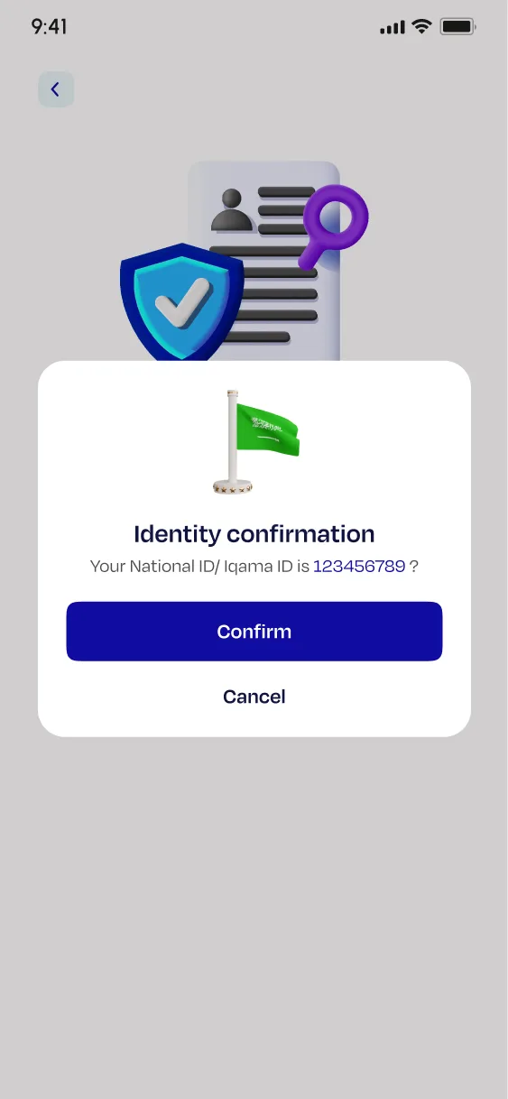 Identity confirmation modal
