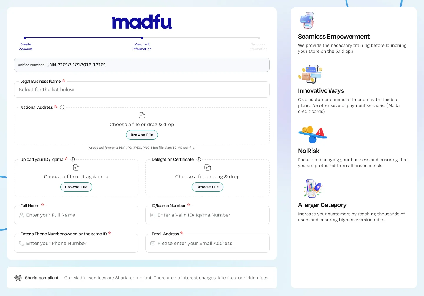 Registered Business — Unified Number form